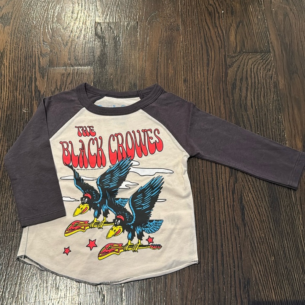 Rowdy Sprouts Retro Black Crows 3/4 Sleeve T-Shirt. BRAND NEW NEVER WORN